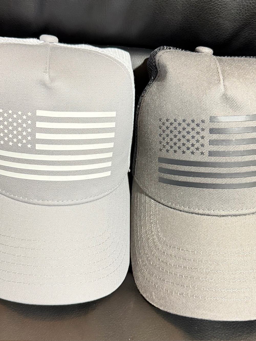 Men's Neutral Gray American Flag Trucker Hat 2 pack